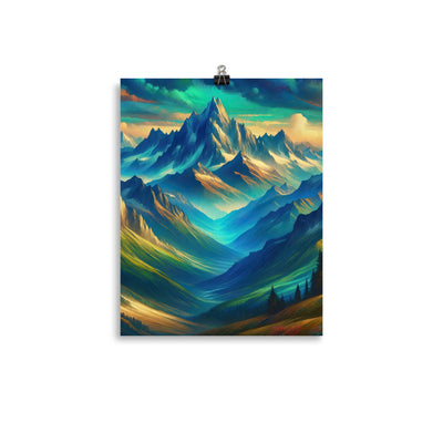 Atemberaubende alpine Komposition mit majestätischen Gipfeln und Tälern - Premium Poster (glänzend) berge xxx yyy zzz 27.9 x 35.6 cm