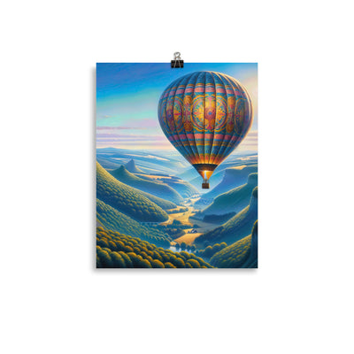 Ölgemälde einer ruhigen Szene mit verziertem Heißluftballon - Premium Poster (glänzend) berge xxx yyy zzz 27.9 x 35.6 cm