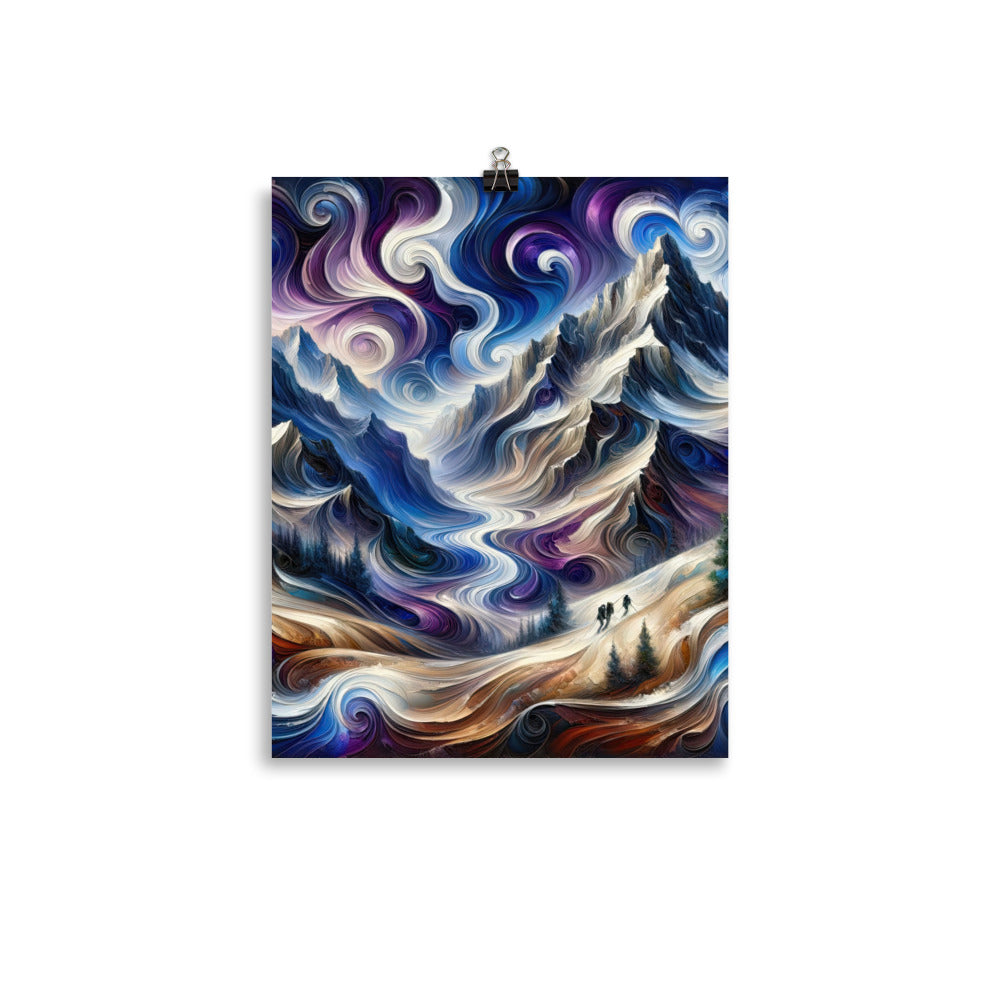 Ölgemälde der Alpen in abstraktem Expressionismus, wilde Naturdarstellung - Premium Poster (glänzend) berge xxx yyy zzz 27.9 x 35.6 cm