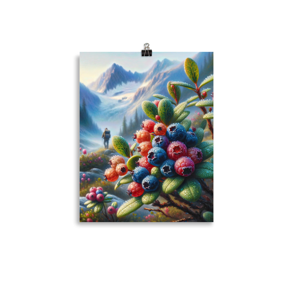 Ölgemälde einer Nahaufnahme von Alpenbeeren in satten Farben und zarten Texturen - Premium Poster (glänzend) wandern xxx yyy zzz 27.9 x 35.6 cm