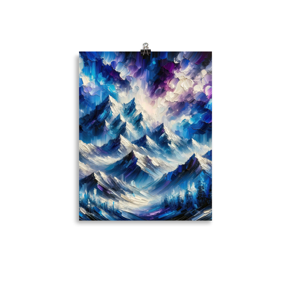 Alpenabstraktion mit dramatischem Himmel in Öl - Premium Poster (glänzend) berge xxx yyy zzz 27.9 x 35.6 cm