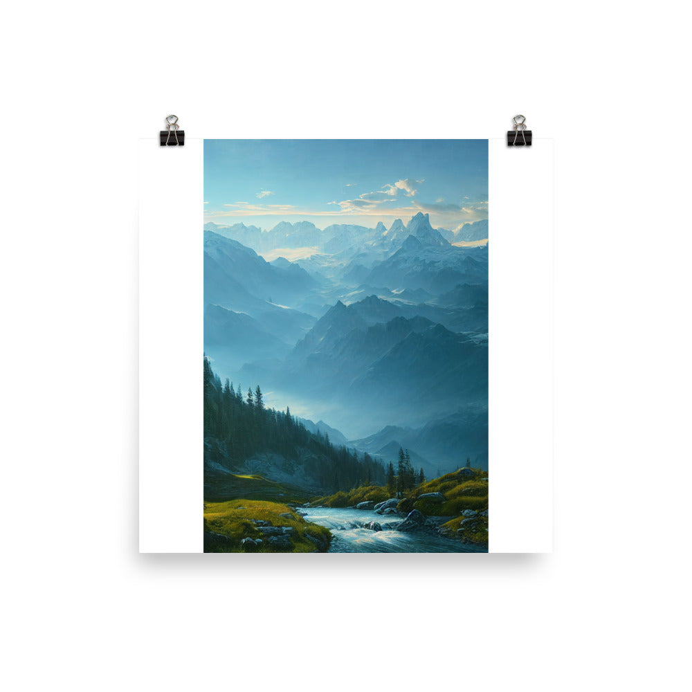 Gebirge, Wald und Bach - Premium Poster (glänzend) berge xxx 30.5 x 30.5 cm