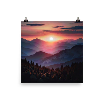 Foto der Alpenwildnis beim Sonnenuntergang, Himmel in warmen Orange-Tönen - Premium Poster (glänzend) berge xxx yyy zzz 30.5 x 30.5 cm