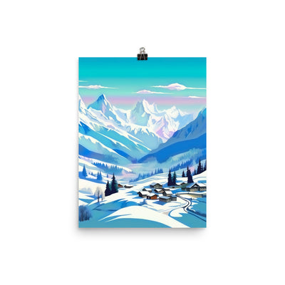 Berge und Schnee - Landschaft - Premium Poster (glänzend) ski xxx 30.5 x 40.6 cm
