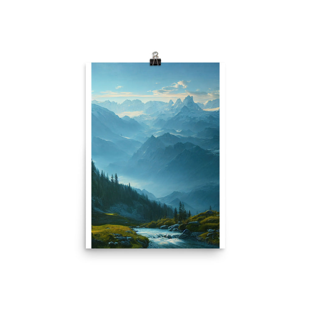 Gebirge, Wald und Bach - Premium Poster (glänzend) berge xxx 30.5 x 40.6 cm