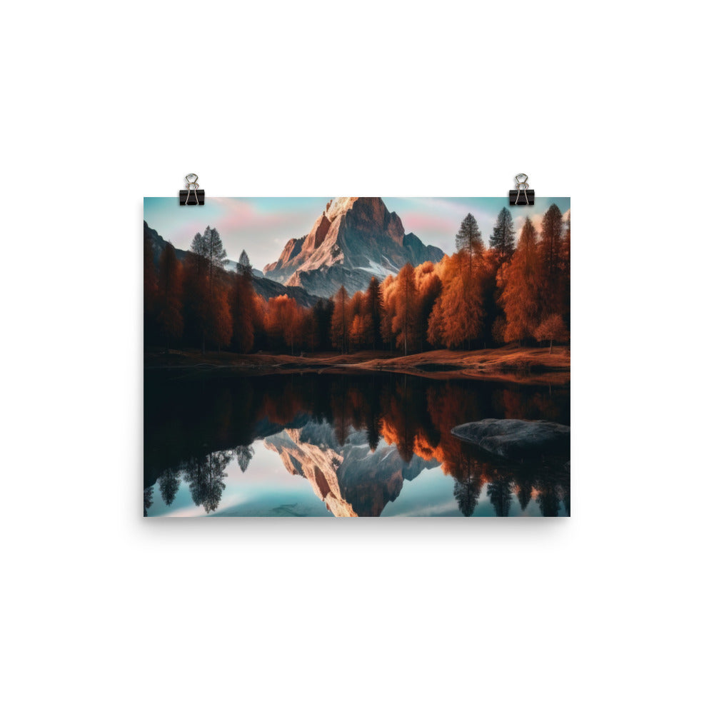 Bergsee, Berg und Bäume - Foto - Premium Poster (glänzend) berge xxx 30.5 x 40.6 cm