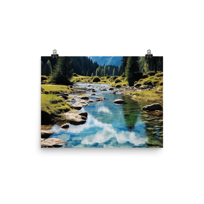 Österreichische Alpen und steiniger Bach - Premium Poster (glänzend) berge xxx 30.5 x 40.6 cm