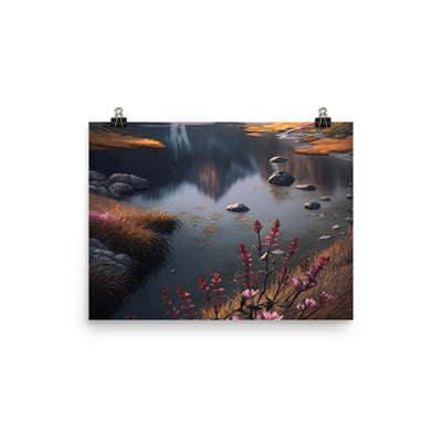Berge, Bergsee und Blumen - Premium Poster (glänzend) berge xxx 30.5 x 40.6 cm