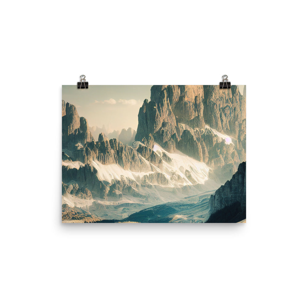 Dolomiten - Landschaftsmalerei - Premium Poster (glänzend) berge xxx 30.5 x 40.6 cm