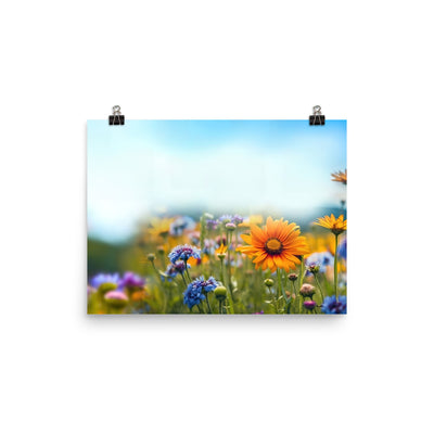 Foto von Blumen im Sonnenschein - Nahaufnahme - Premium Poster (glänzend) camping xxx 30.5 x 40.6 cm