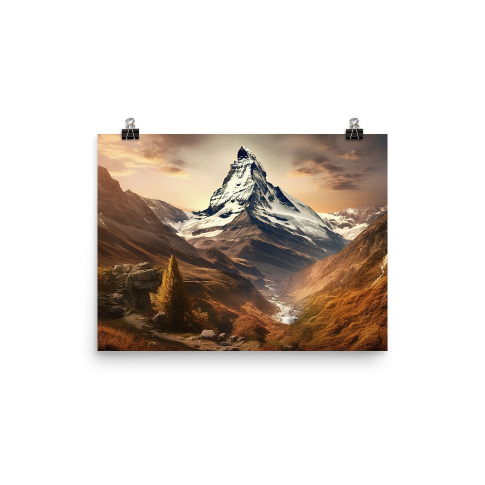 Matterhorn - Epische Malerei - Landschaft - Premium Poster (glänzend) berge xxx 30.5 x 40.6 cm