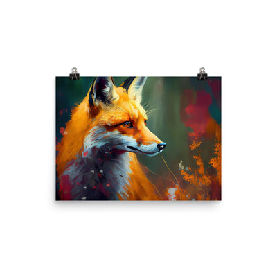 Fuchs - Ölmalerei - Schönes Kunstwerk - Premium Poster (glänzend) camping xxx 30.5 x 40.6 cm