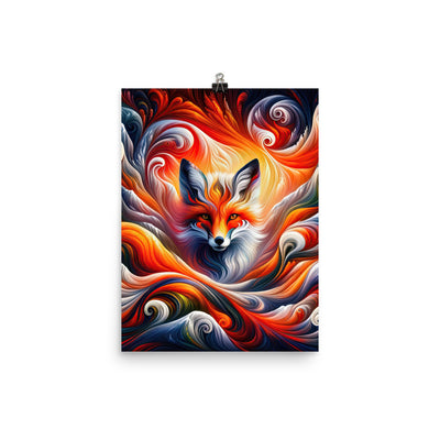 Abstraktes Kunstwerk, das den Geist der Alpen verkörpert. Leuchtender Fuchs in den Farben Orange, Rot, Weiß - Premium Luster Photo camping xxx yyy zzz 30.5 x 40.6 cm