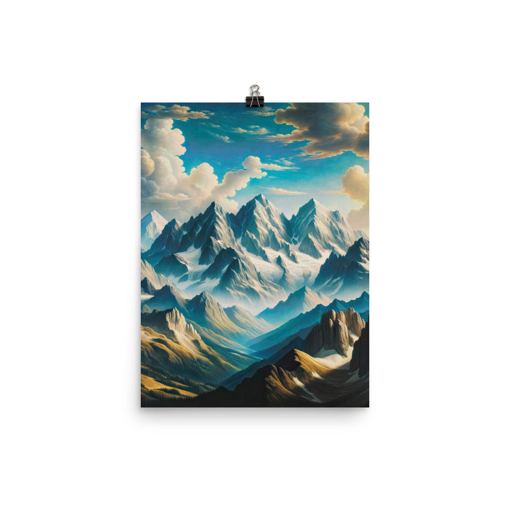 Ein Gemälde von Bergen, das eine epische Atmosphäre ausstrahlt. Kunst der Frührenaissance - Premium Poster (glänzend) berge xxx yyy zzz 30.5 x 40.6 cm