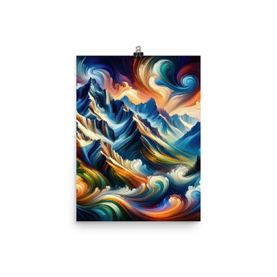 Abstrakte Kunst der Alpen mit lebendigen Farben und wirbelnden Mustern, majestätischen Gipfel und Täler - Premium Luster Photo Paper berge xxx yyy zzz 30.5 x 40.6 cm