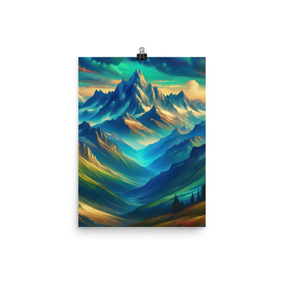 Atemberaubende alpine Komposition mit majestätischen Gipfeln und Tälern - Premium Poster (glänzend) berge xxx yyy zzz 30.5 x 40.6 cm