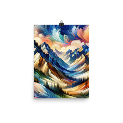 Alpen in abstrakter Expressionismus-Manier, wilde Pinselstriche - Premium Poster (glänzend) berge xxx yyy zzz 30.5 x 40.6 cm