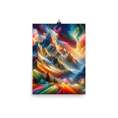 Lebendige abstrakte Alpendarstellung in populärem Kunststil - Premium Poster (glänzend) berge xxx yyy zzz 30.5 x 40.6 cm