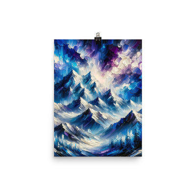 Alpenabstraktion mit dramatischem Himmel in Öl - Premium Poster (glänzend) berge xxx yyy zzz 30.5 x 40.6 cm