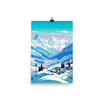 Berge und Schnee - Landschaft - Premium Poster (glänzend) ski xxx 30.5 x 45.7 cm