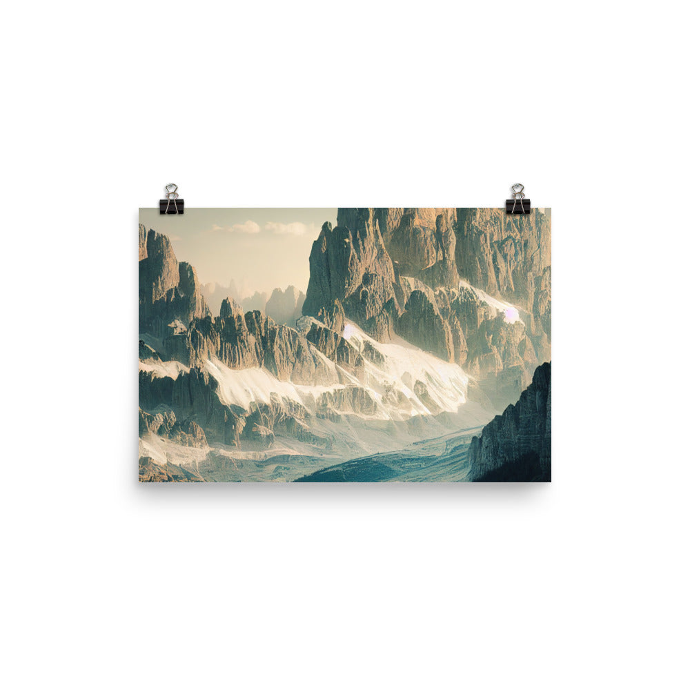 Dolomiten - Landschaftsmalerei - Premium Poster (glänzend) berge xxx 30.5 x 45.7 cm