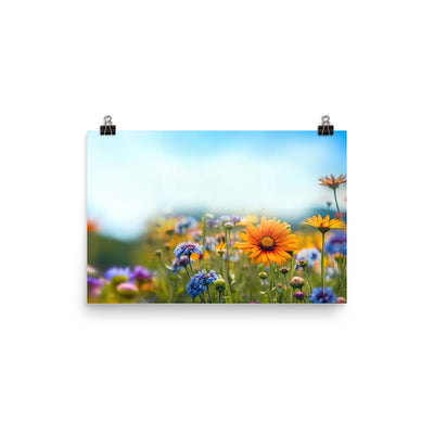 Foto von Blumen im Sonnenschein - Nahaufnahme - Premium Poster (glänzend) camping xxx 30.5 x 45.7 cm
