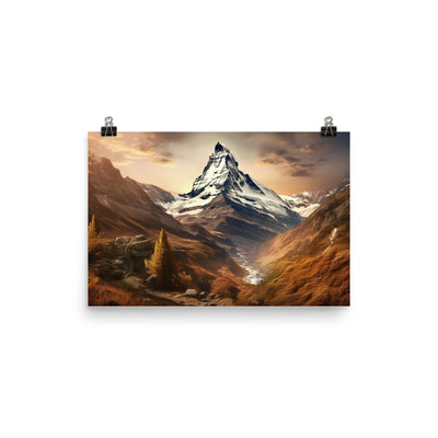 Matterhorn - Epische Malerei - Landschaft - Premium Poster (glänzend) berge xxx 30.5 x 45.7 cm