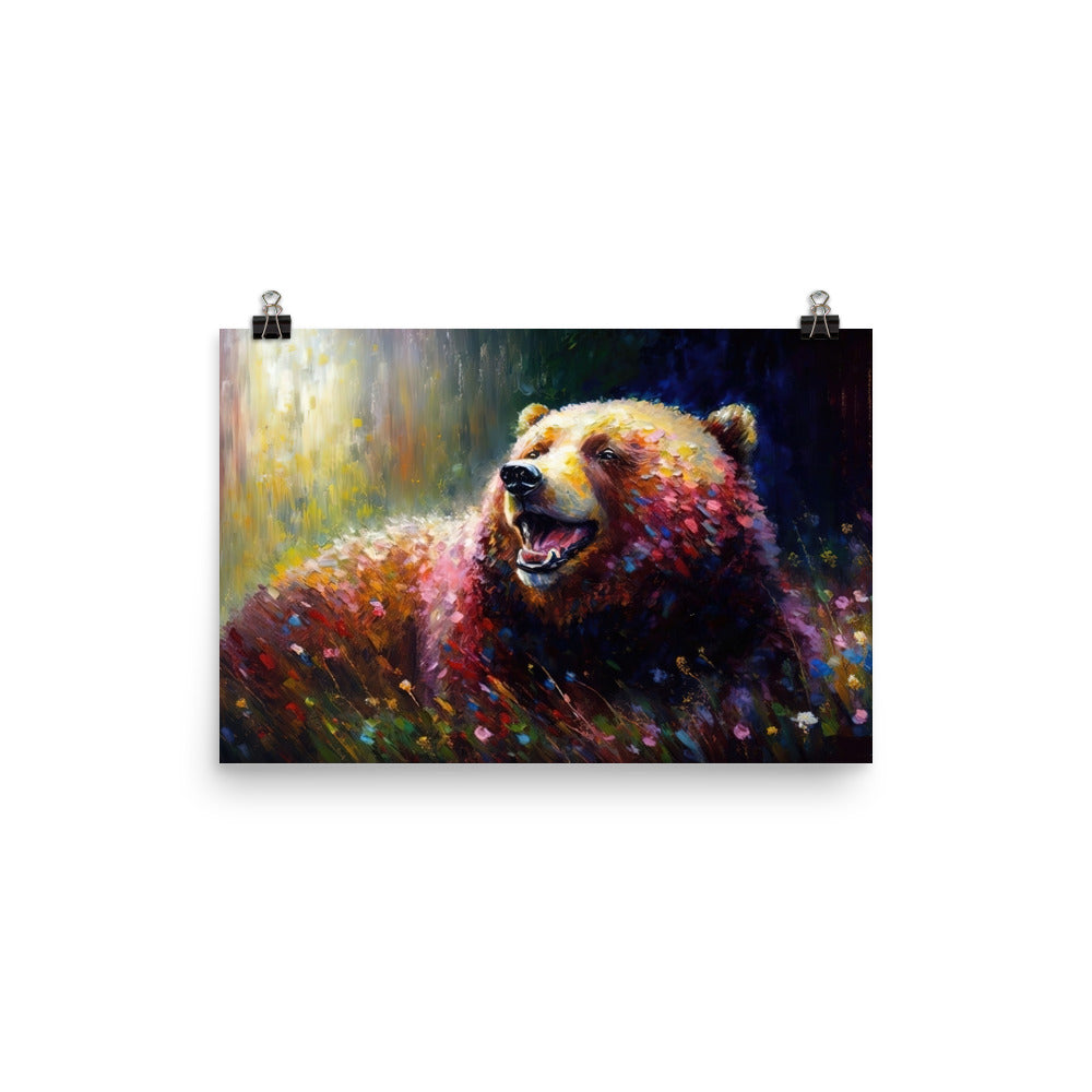 Süßer Bär - Ölmalerei - Premium Poster (glänzend) camping xxx 30.5 x 45.7 cm
