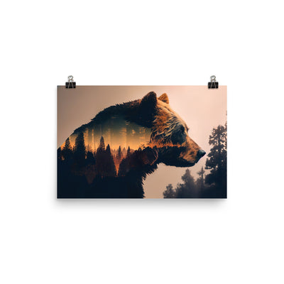Bär und Bäume Illustration - Premium Poster (glänzend) camping xxx 30.5 x 45.7 cm