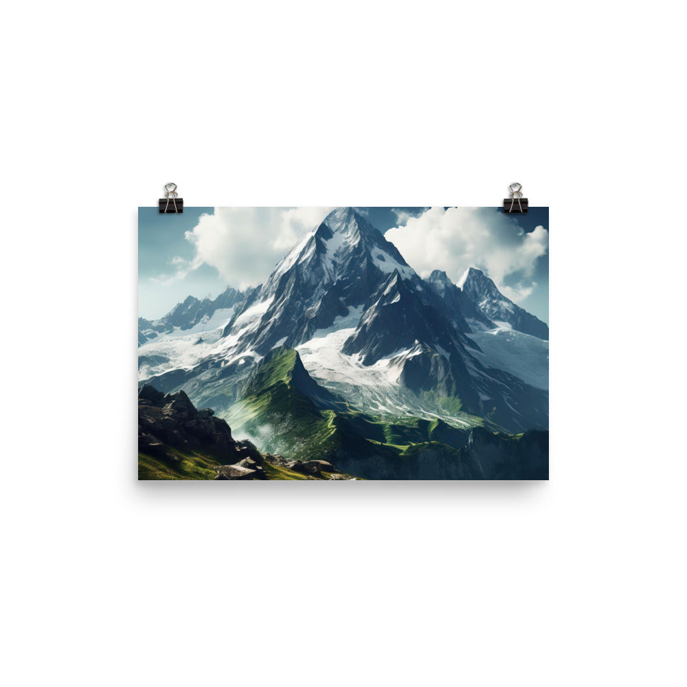 Gigantischer Berg - Landschaftsmalerei - Premium Poster (glänzend) berge xxx 30.5 x 45.7 cm