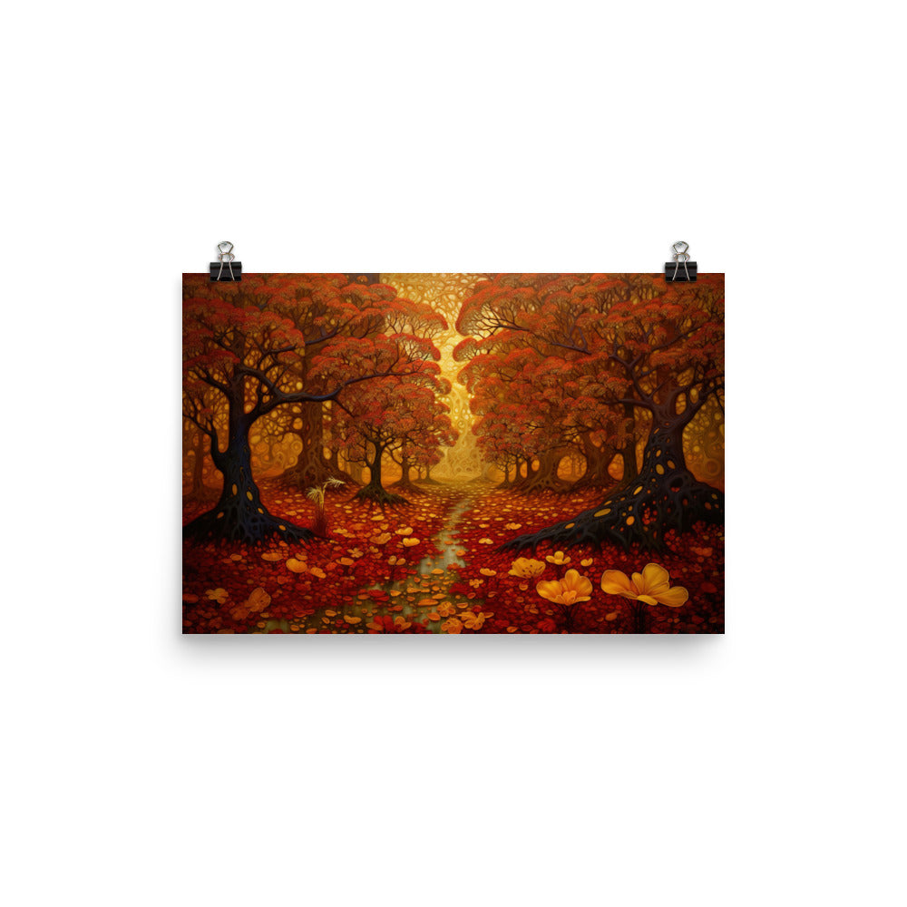 Wald im Herbst und kleiner Bach - Premium Poster (glänzend) camping xxx 30.5 x 45.7 cm