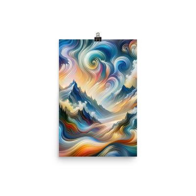 Ätherische schöne Alpen in lebendigen Farbwirbeln - Abstrakte Berge - Premium Poster (glänzend) berge xxx yyy zzz 30.5 x 45.7 cm