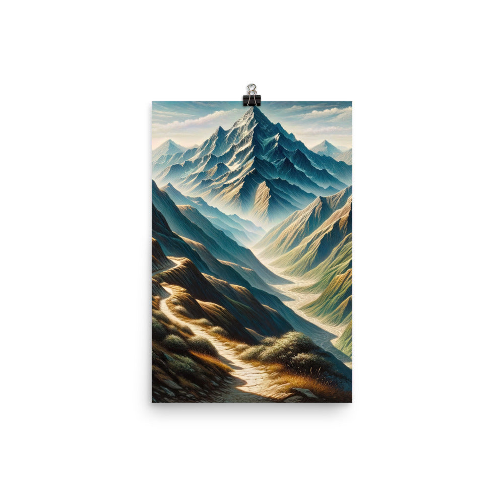 Berglandschaft: Acrylgemälde mit hervorgehobenem Pfad - Premium Poster (glänzend) berge xxx yyy zzz 30.5 x 45.7 cm