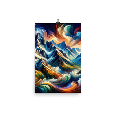 Abstrakte Kunst der Alpen mit lebendigen Farben und wirbelnden Mustern, majestätischen Gipfel und Täler - Premium Luster Photo Paper berge xxx yyy zzz 30.5 x 45.7 cm