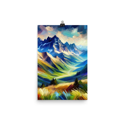 Impressionistische Alpen, lebendige Farbtupfer und Lichteffekte - Premium Poster (glänzend) berge xxx yyy zzz 30.5 x 45.7 cm