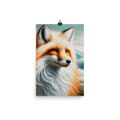 Ölgemälde eines anmutigen, intelligent blickenden Fuchses in Orange-Weiß - Premium Poster (glänzend) camping xxx yyy zzz 30.5 x 45.7 cm
