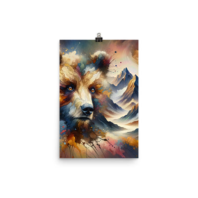 Abstrakte Bärendarstellung in Alpenfarbtupfern - Premium Poster (glänzend) camping xxx yyy zzz 30.5 x 45.7 cm