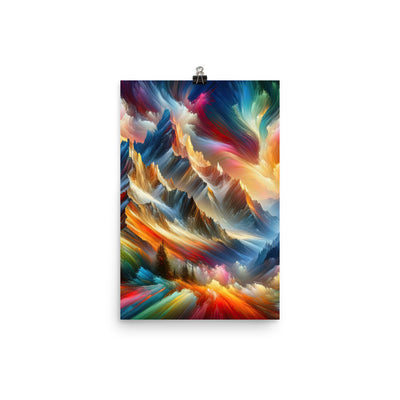 Lebendige abstrakte Alpendarstellung in populärem Kunststil - Premium Poster (glänzend) berge xxx yyy zzz 30.5 x 45.7 cm