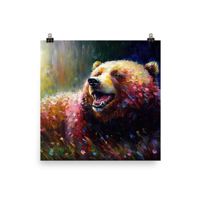 Süßer Bär - Ölmalerei - Premium Poster (glänzend) camping xxx 35.6 x 35.6 cm