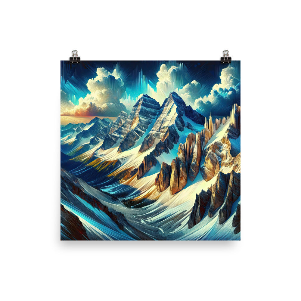 Majestätische Alpen in zufällig ausgewähltem Kunststil - Premium Poster (glänzend) berge xxx yyy zzz 35.6 x 35.6 cm