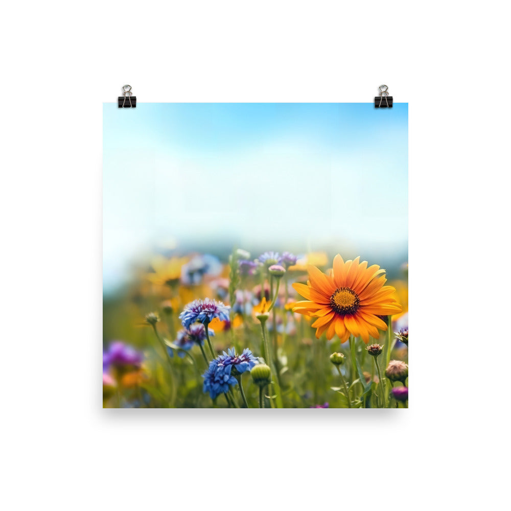 Foto von Blumen im Sonnenschein - Nahaufnahme - Premium Poster (glänzend) camping xxx 40.6 x 40.6 cm