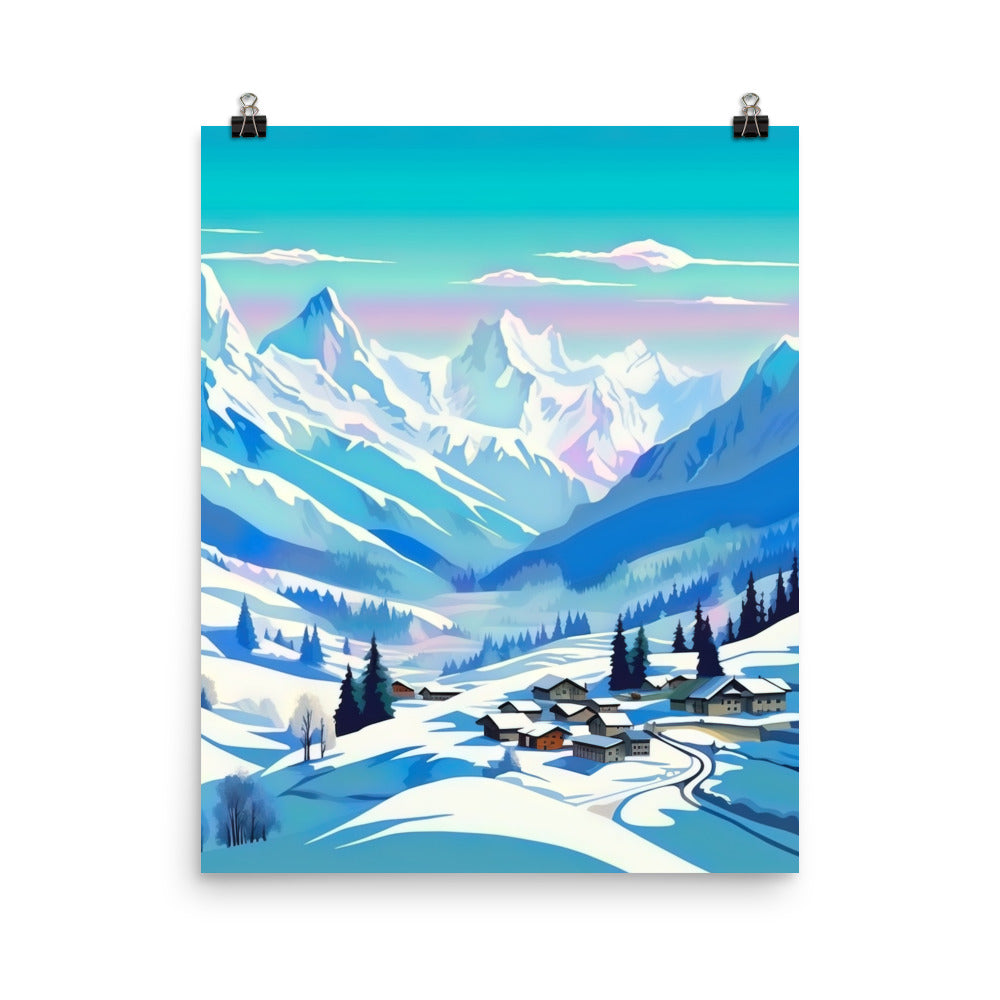 Berge und Schnee - Landschaft - Premium Poster (glänzend) ski xxx 40.6 x 50.8 cm