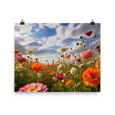 Blumenfeld und Sonnenschein - Premium Poster (glänzend) camping xxx 40.6 x 50.8 cm