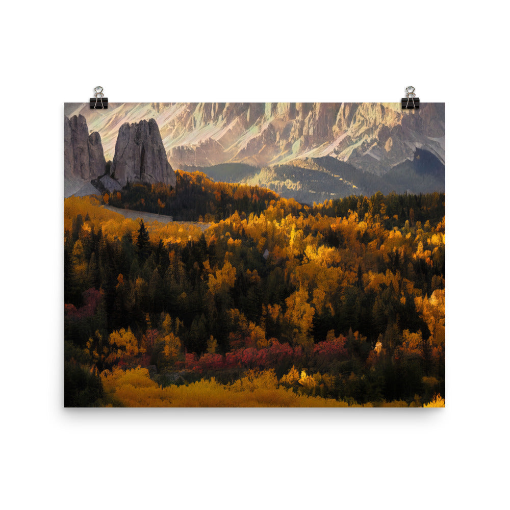 Dolomiten Berge - Malerei - Premium Poster (glänzend) berge xxx 40.6 x 50.8 cm