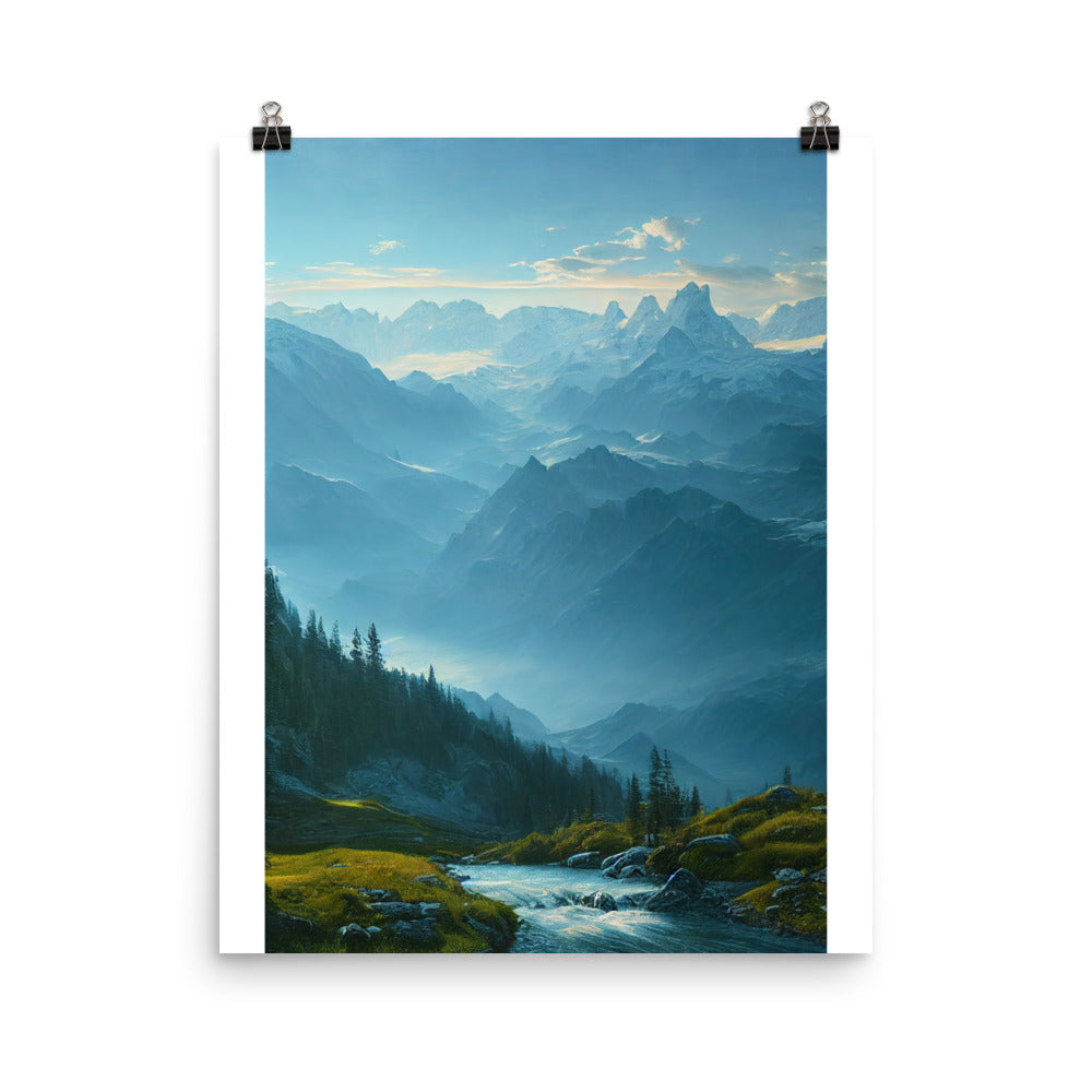 Gebirge, Wald und Bach - Premium Poster (glänzend) berge xxx 40.6 x 50.8 cm