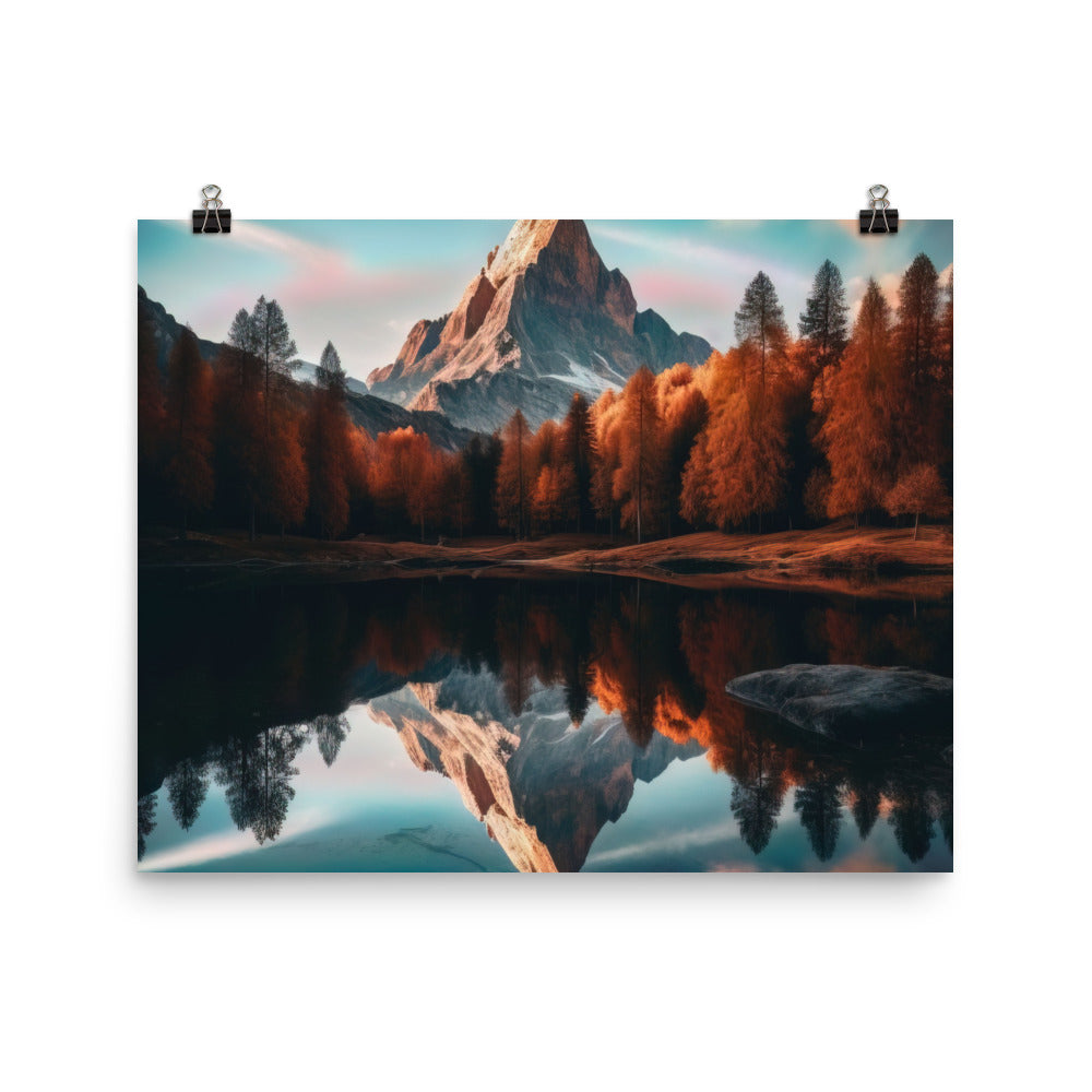 Bergsee, Berg und Bäume - Foto - Premium Poster (glänzend) berge xxx 40.6 x 50.8 cm