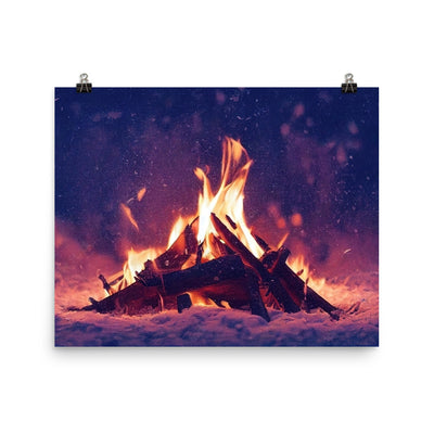 Lagerfeuer im Winter - Campingtrip Foto - Premium Poster (glänzend) camping xxx 40.6 x 50.8 cm