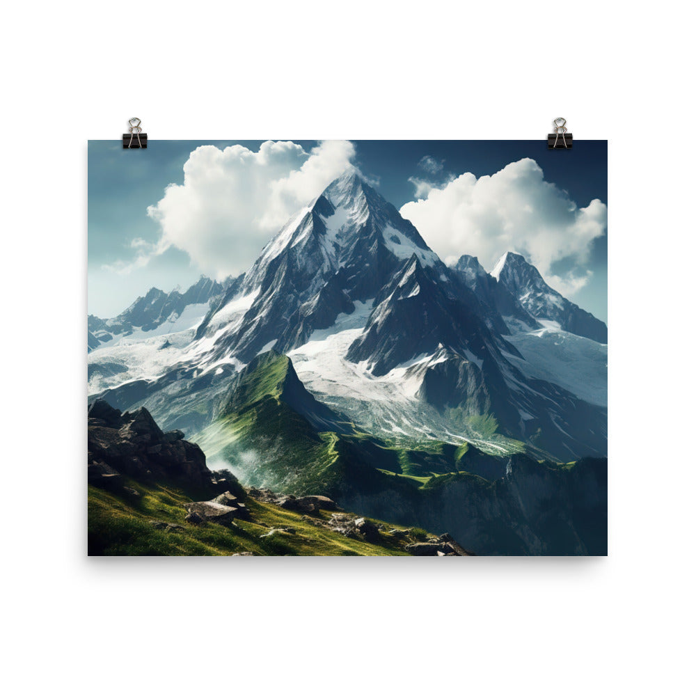 Gigantischer Berg - Landschaftsmalerei - Premium Poster (glänzend) berge xxx 40.6 x 50.8 cm