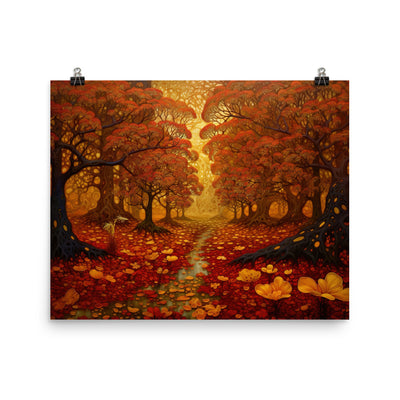 Wald im Herbst und kleiner Bach - Premium Poster (glänzend) camping xxx 40.6 x 50.8 cm