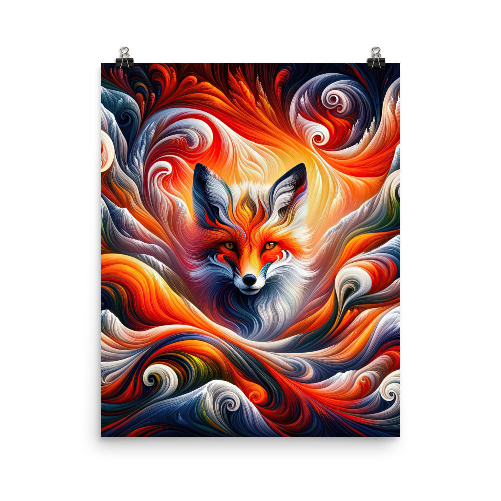 Abstraktes Kunstwerk, das den Geist der Alpen verkörpert. Leuchtender Fuchs in den Farben Orange, Rot, Weiß - Premium Luster Photo camping xxx yyy zzz 40.6 x 50.8 cm
